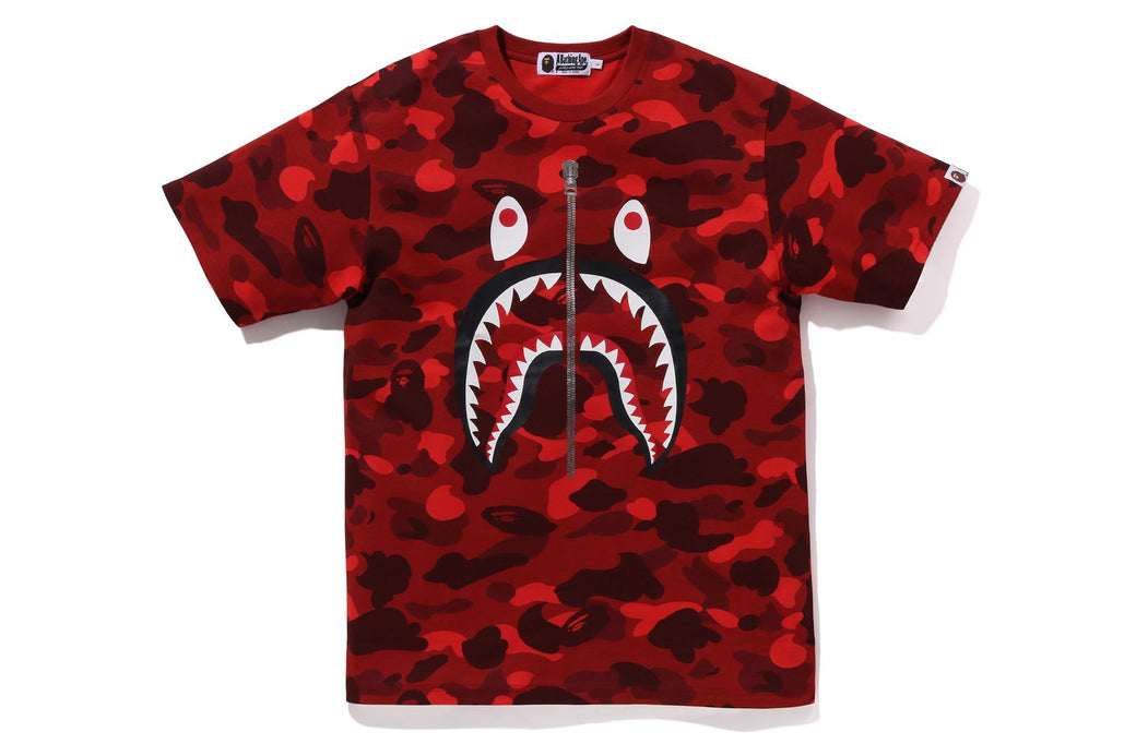 BAPE ABC Red Camo Shark Tee Red