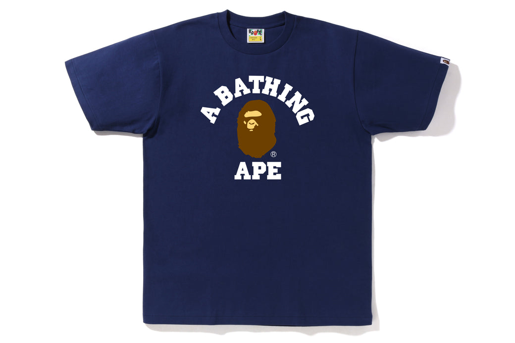 BAPE Brown Logo College Tee Navy
