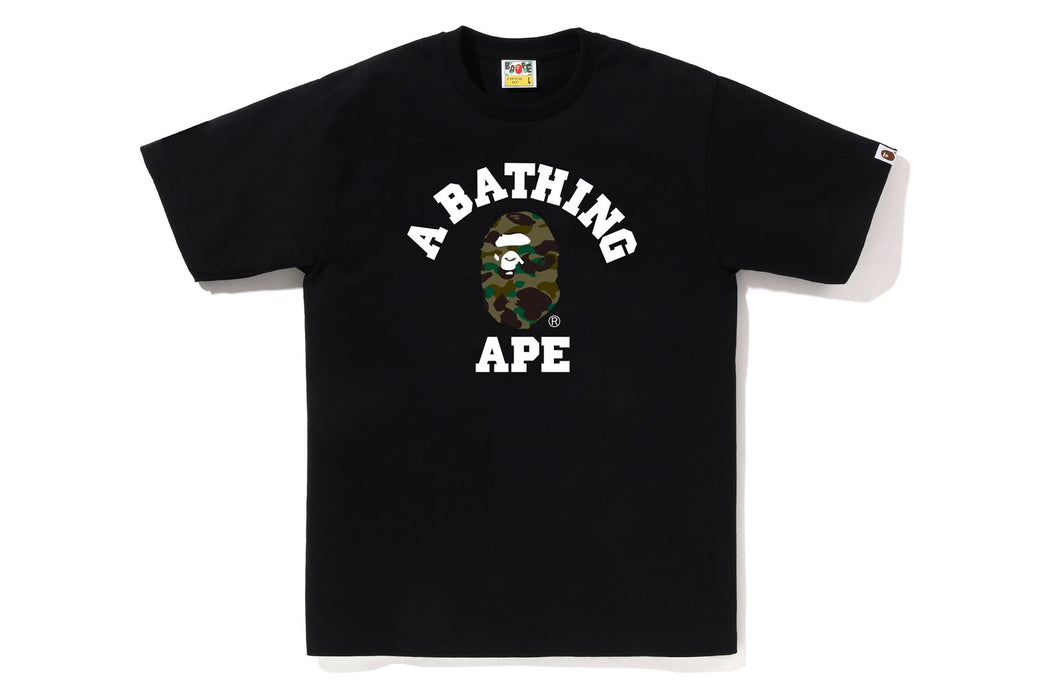 BAPE Green Camo College Tee Black