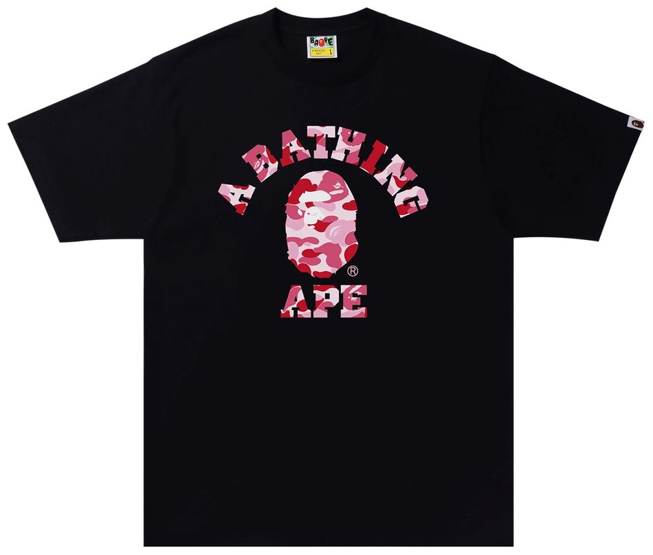 BAPE All Over Pink Camo College Tee Black