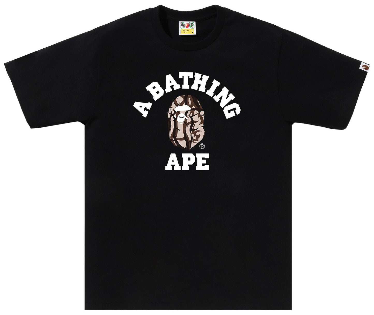 BAPE Brown Tree Camo College Tee Black
