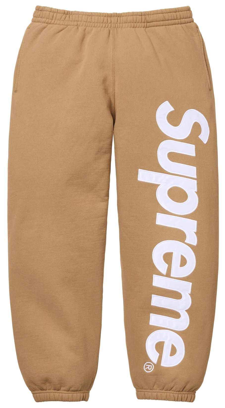 Supreme Satin Appliqué Sweatpants (FW25) Tan