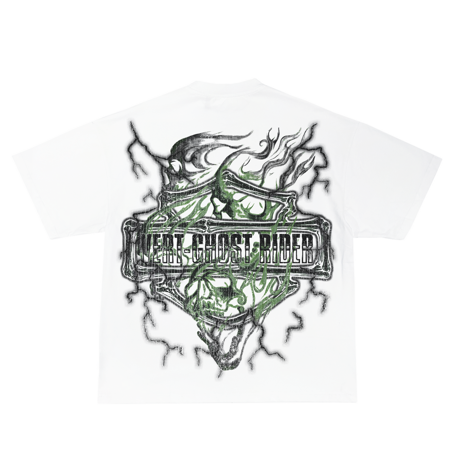 Retrovert Green Skull Tee White