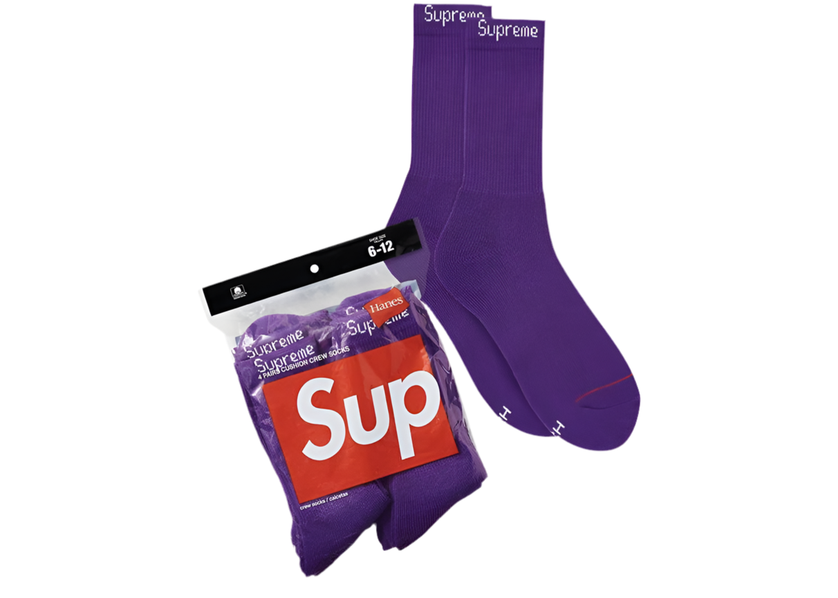 Supreme Hanes Socks (4 Pack) Purple