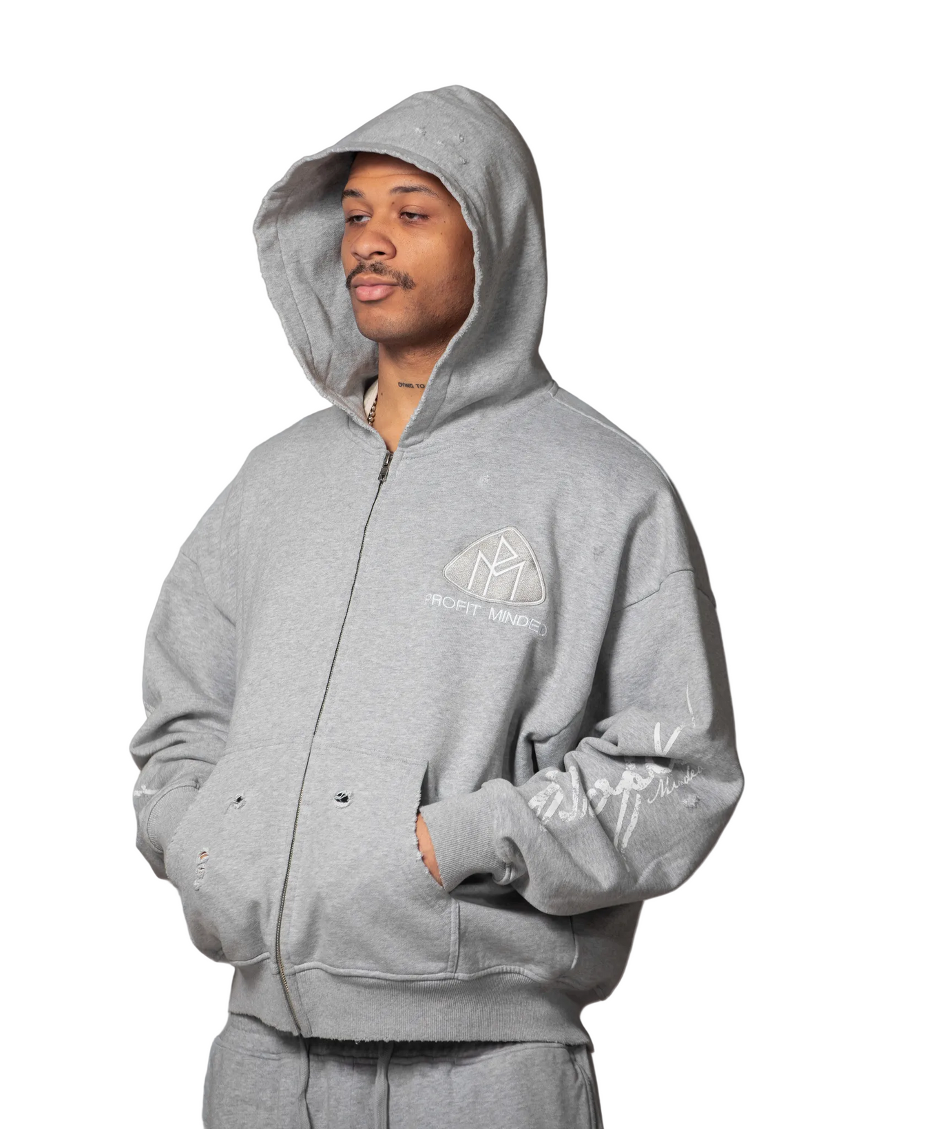 Profit Minded Maybach Zip Up Hoodie Grey