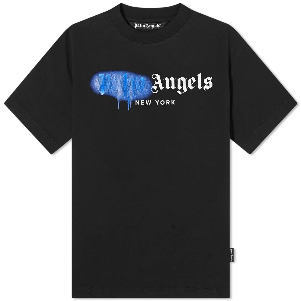 Palm Angels New York Blue Sprayed Tee Black