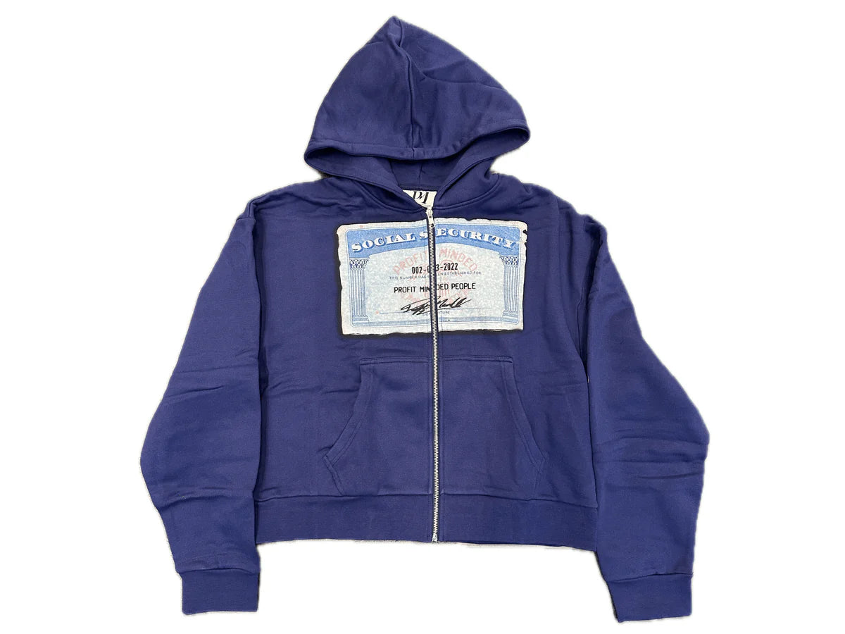 Profit Minded SSN Card Zip Up Hoodie Navy