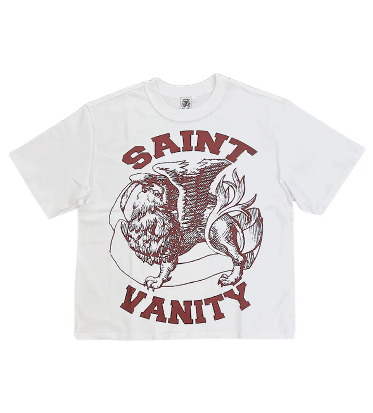 Saint Vanity Burgundy Logo Tee White