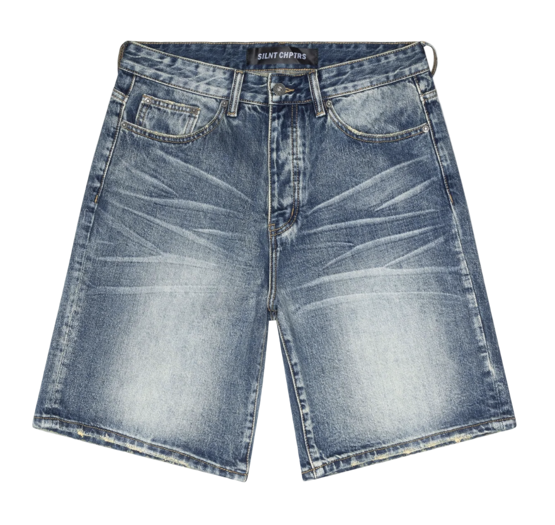Silnt Chptrs Denim Shorts Dark Blue Wash