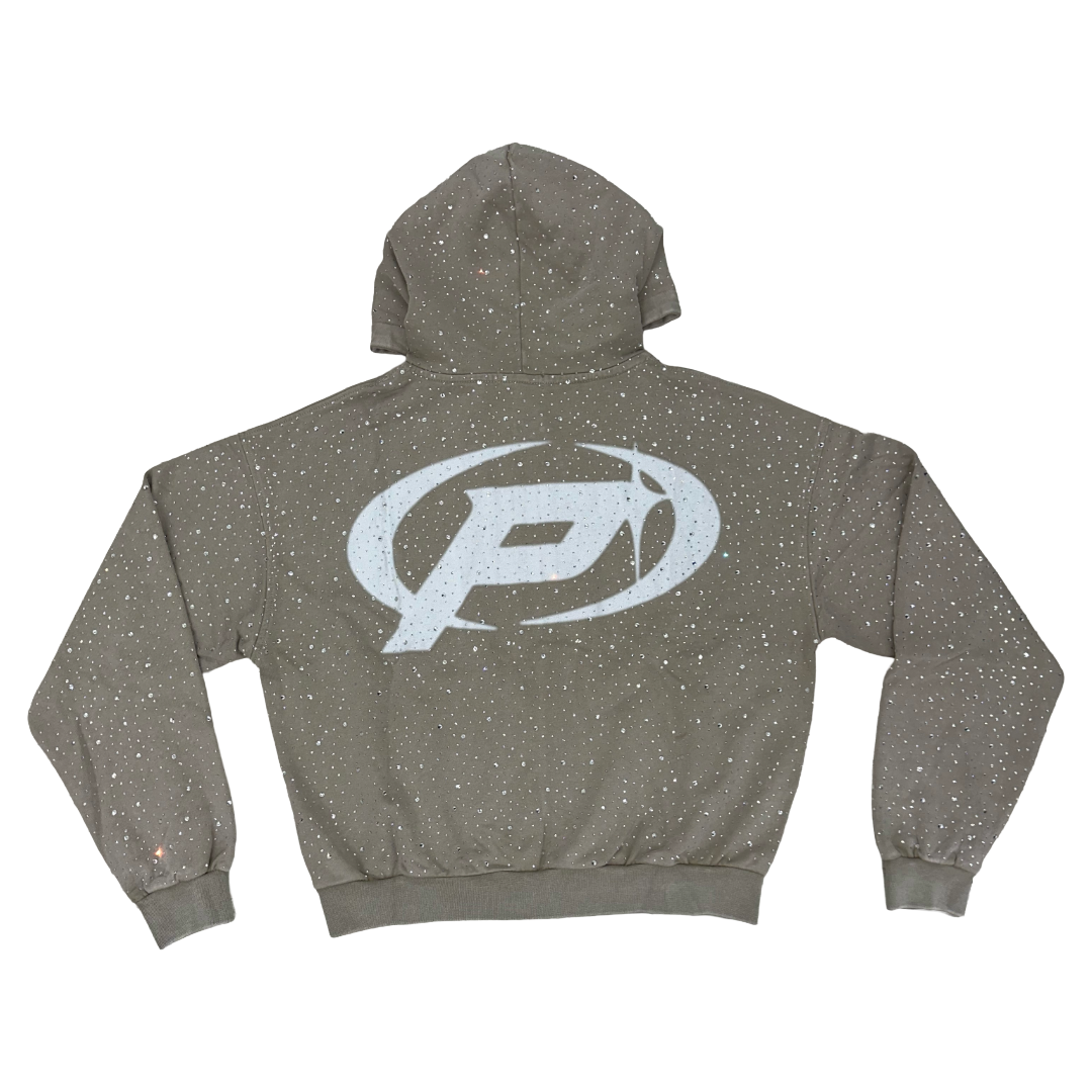 Prestige Co. Diamond Zip Up Hoodie Cream