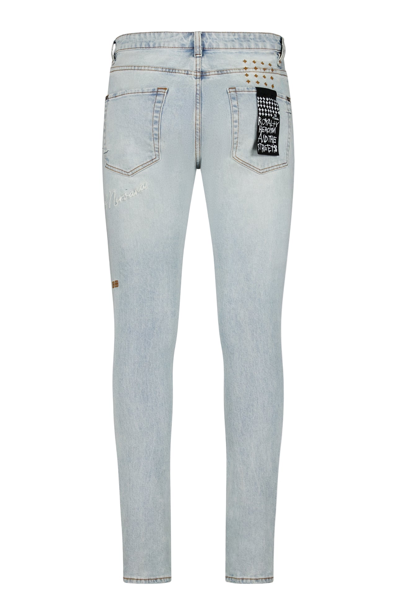 Ksubi Van Winkle Embroidered Knee Frost Blue Jeans