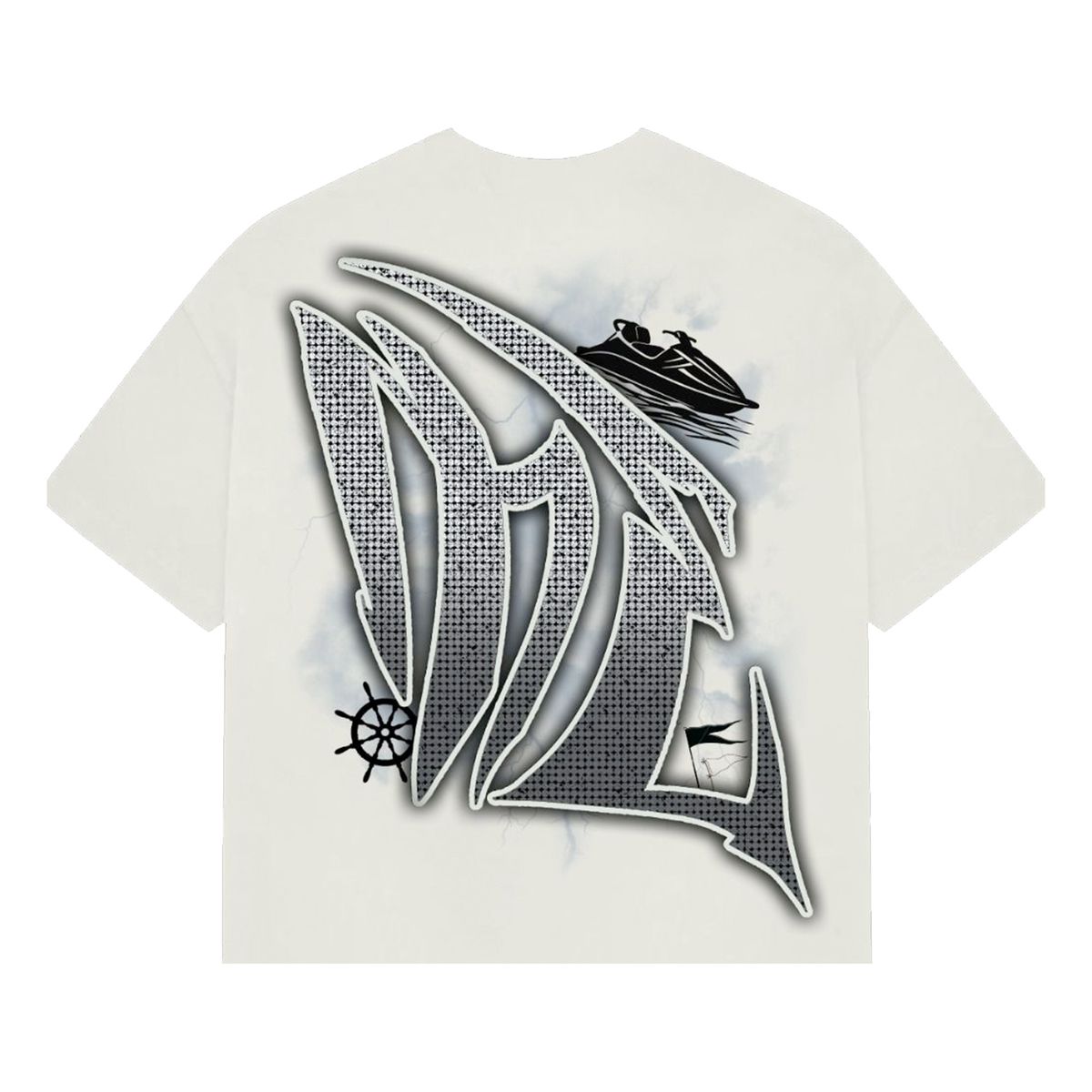 Mixed Emotion Angel Jetski Rhinestone Tee White