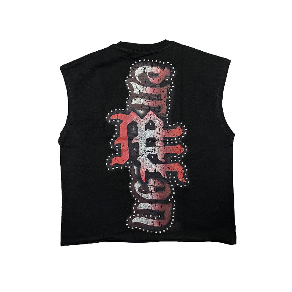 Mixed Emotion Red Angel Cut Off Tee Black