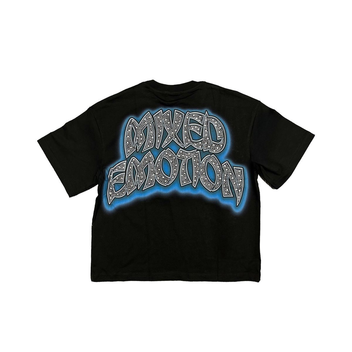 Mixed Emotion Blue Spirit Rhinestone Tee Black