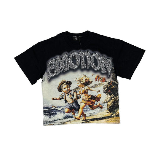 Mixed Emotion Seaside Rhinestone Tee Black
