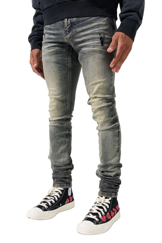 SERENEDE Gunmetal Fitted Jeans Blue