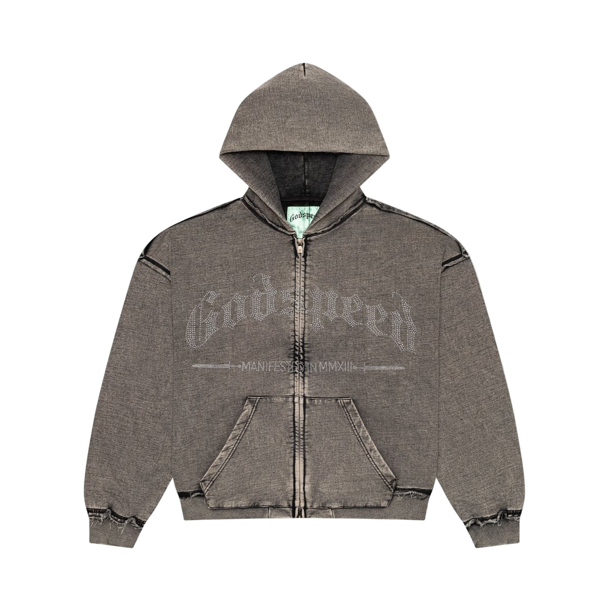 Godspeed OG Studded Zip Up Hoodie Dark Grey