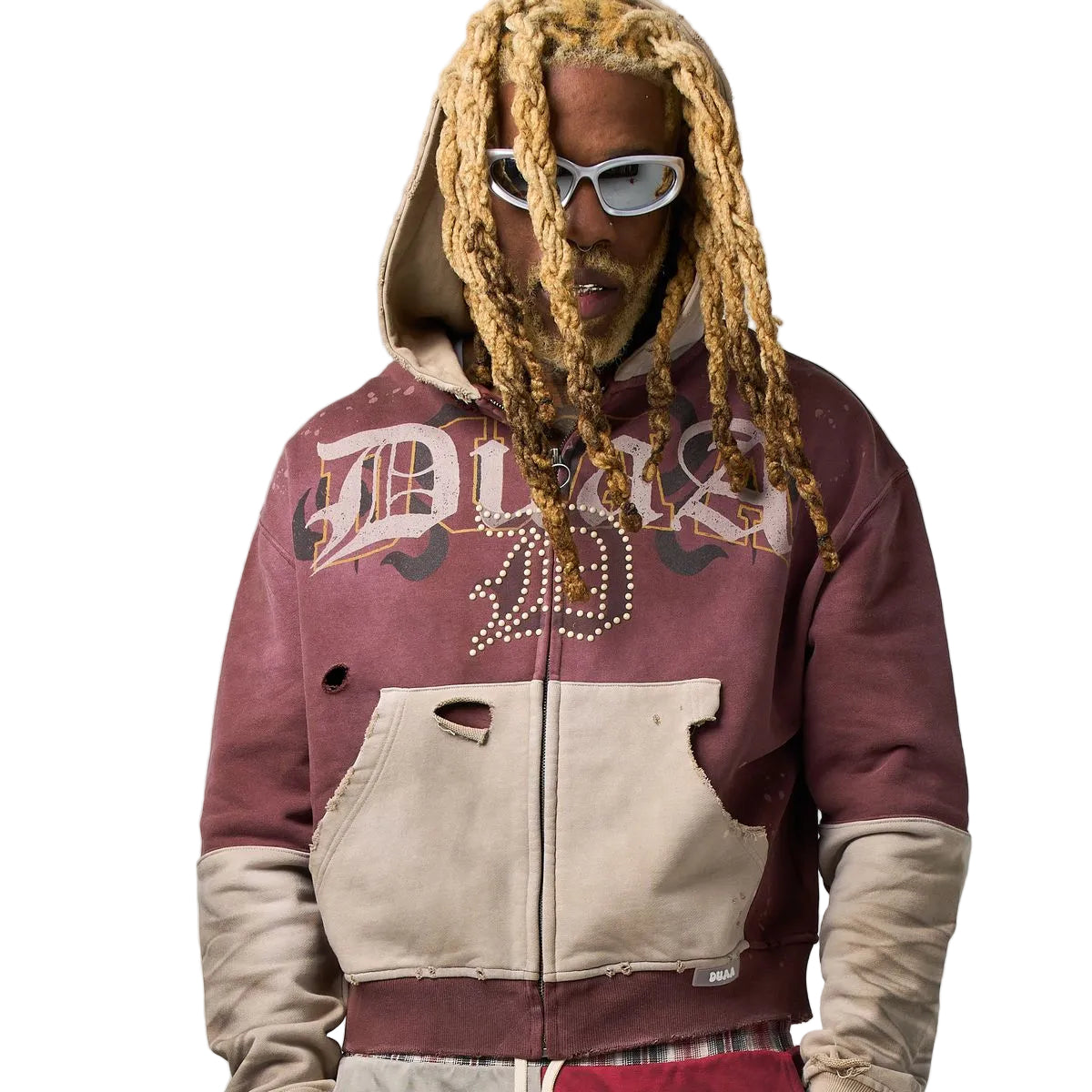 DUAA Fig Zip Up Hoodie Burgundy
