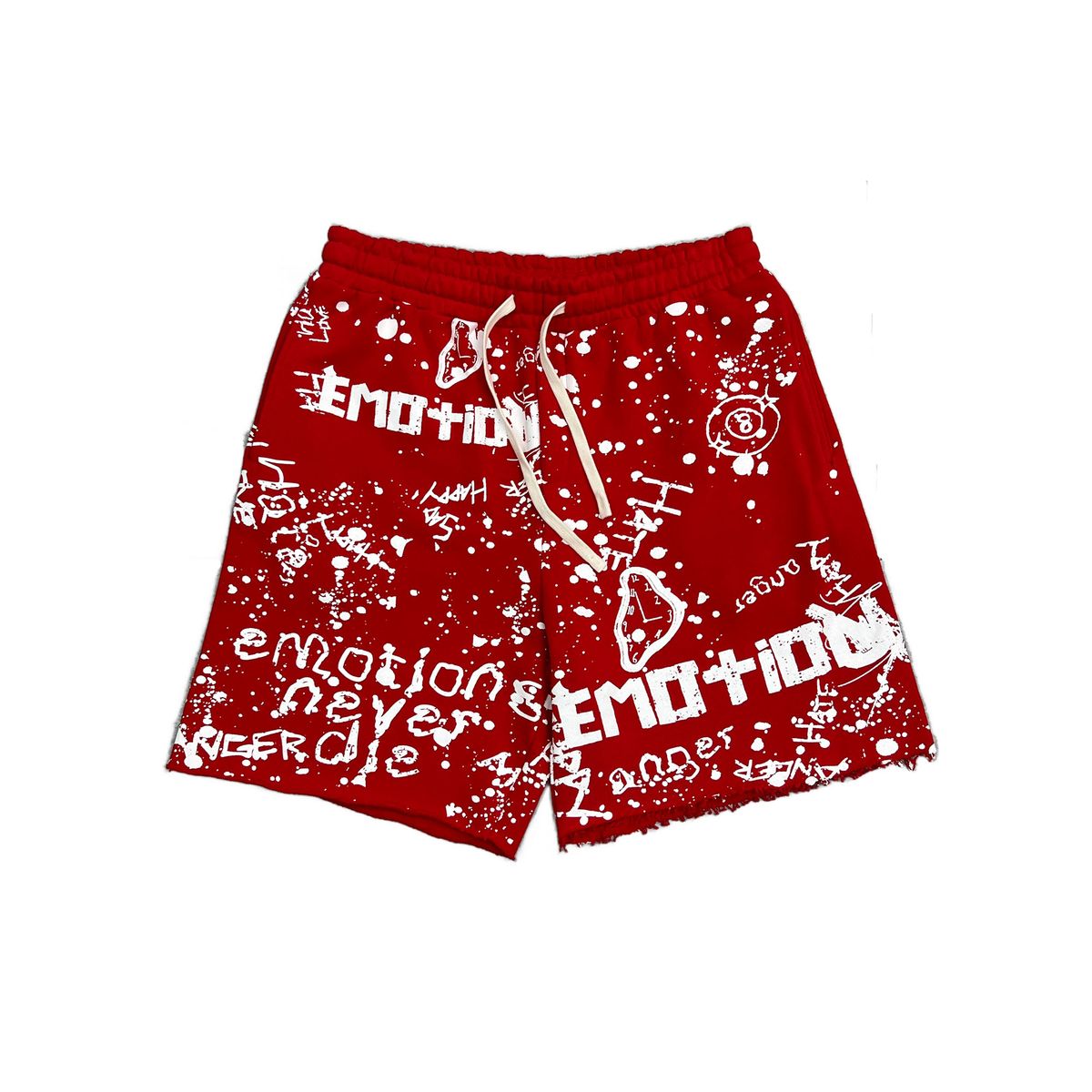 Mixed Emotion Graffiti Sweatshorts Red
