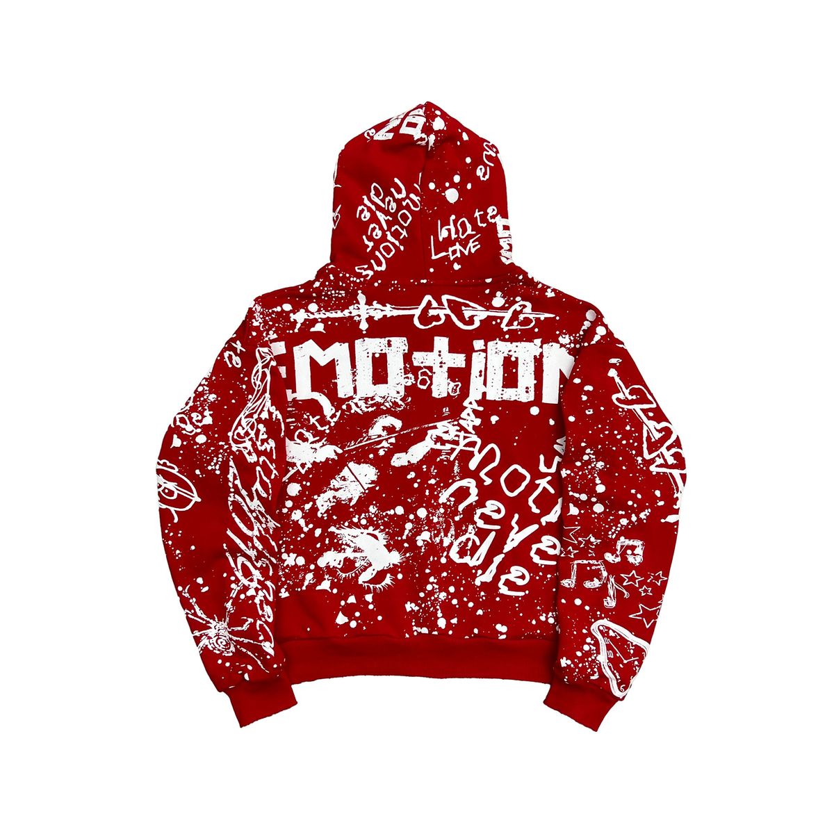 Mixed Emotion Graffiti Zip Up Hoodie Red