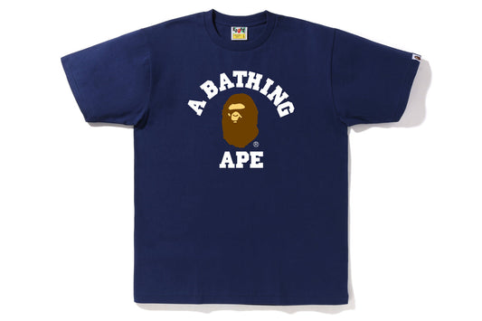 BAPE Brown Logo College Tee Navy