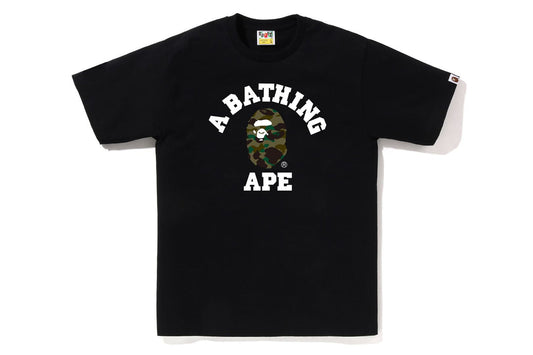 BAPE Green Camo College Tee Black