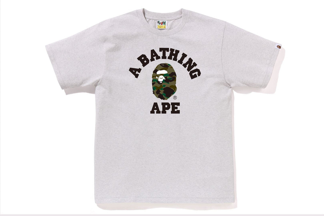 BAPE Green Camo College Tee Grey
