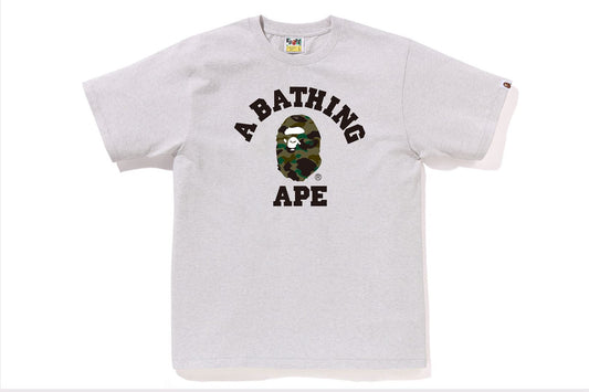 BAPE Green Camo College Tee Grey