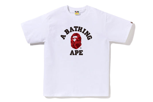 BAPE Red Camo College Tee White