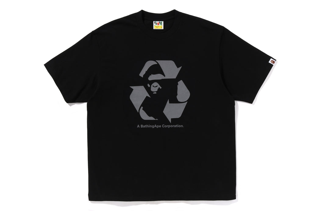 BAPE Grey Recycle Motif Logo Tee Black