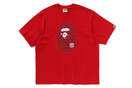 BAPE Lux Sport Pattern Ape Head Tee Red