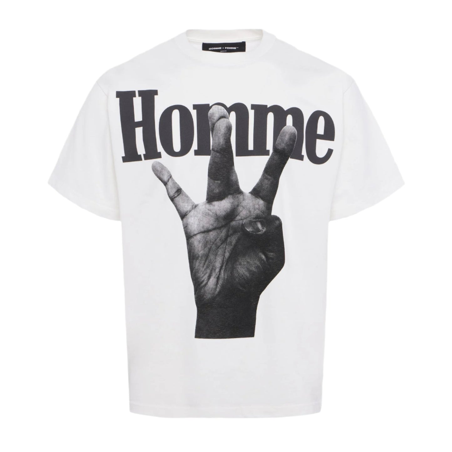 Homme Femme Black Twisted Fingers Tee White