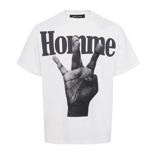Homme Femme Black Twisted Fingers Tee White