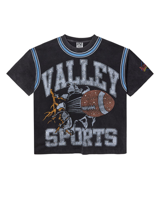 VALE Classic Blue Football Bling Tee Black