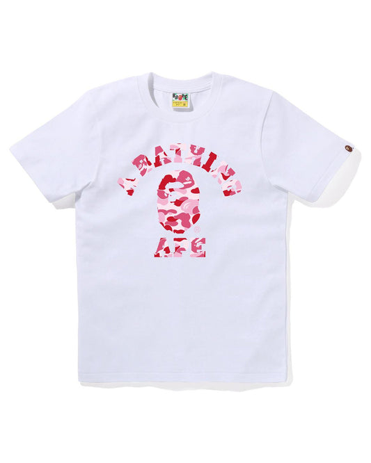 BAPE All Over Pink Camo College Tee White