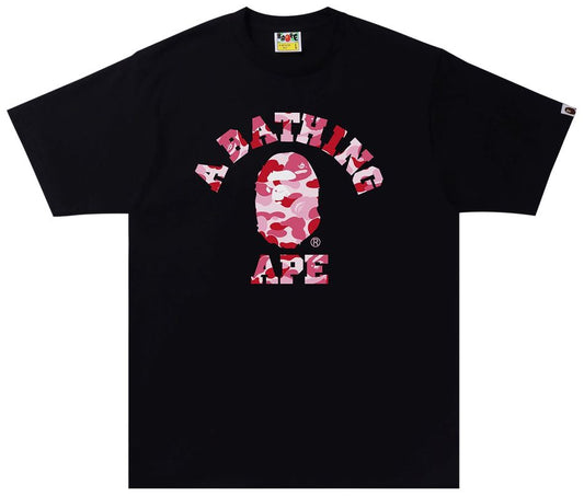 BAPE All Over Pink Camo College Tee Black
