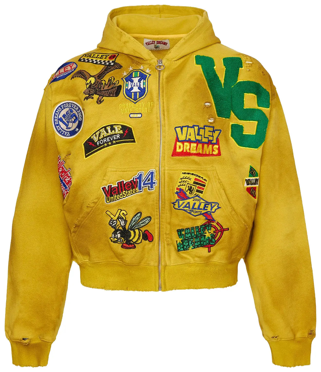 VALE Forever Doodle Zip Up Hoodie Yellow