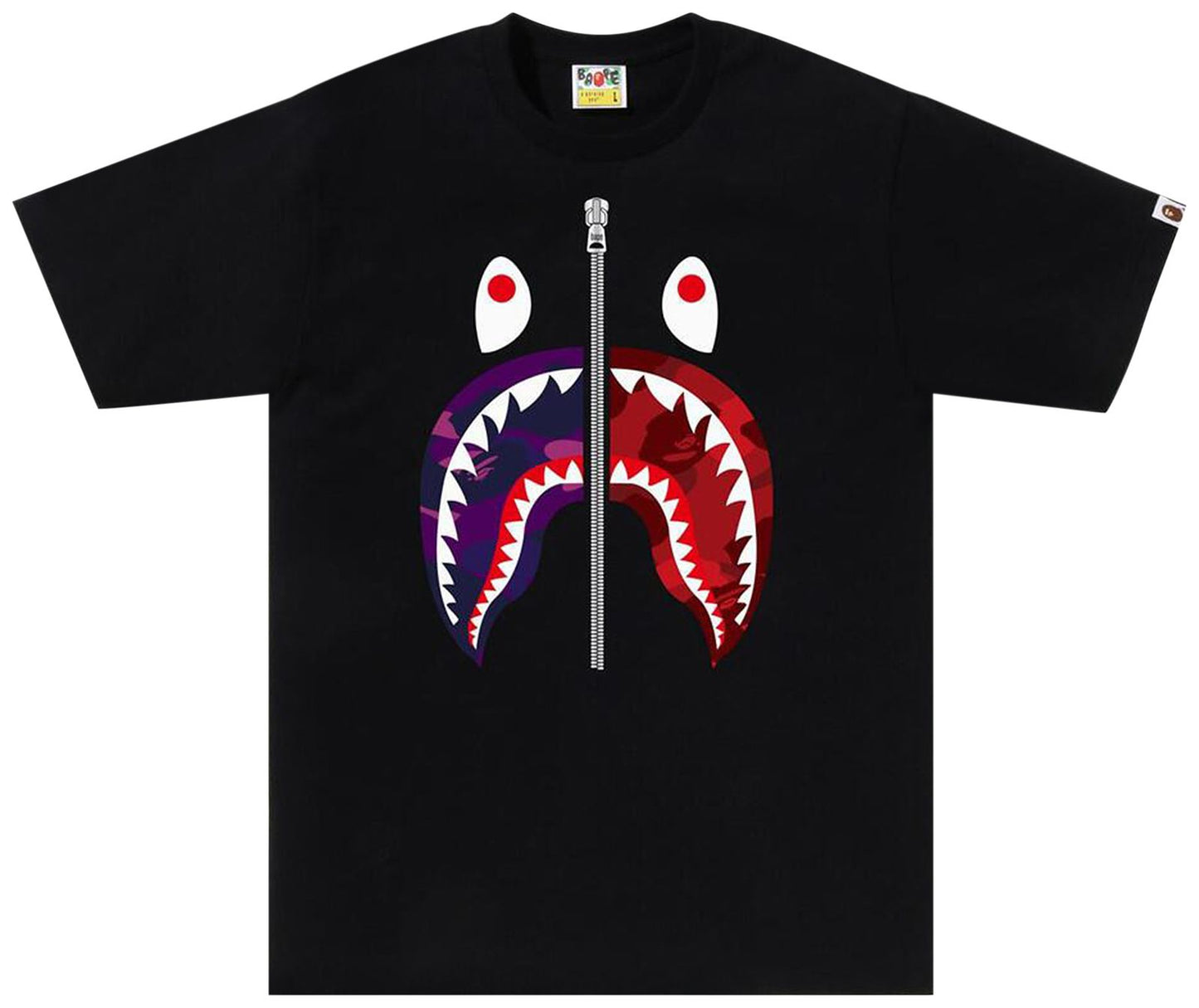 BAPE Purple & Red Camo Shark Tee Black