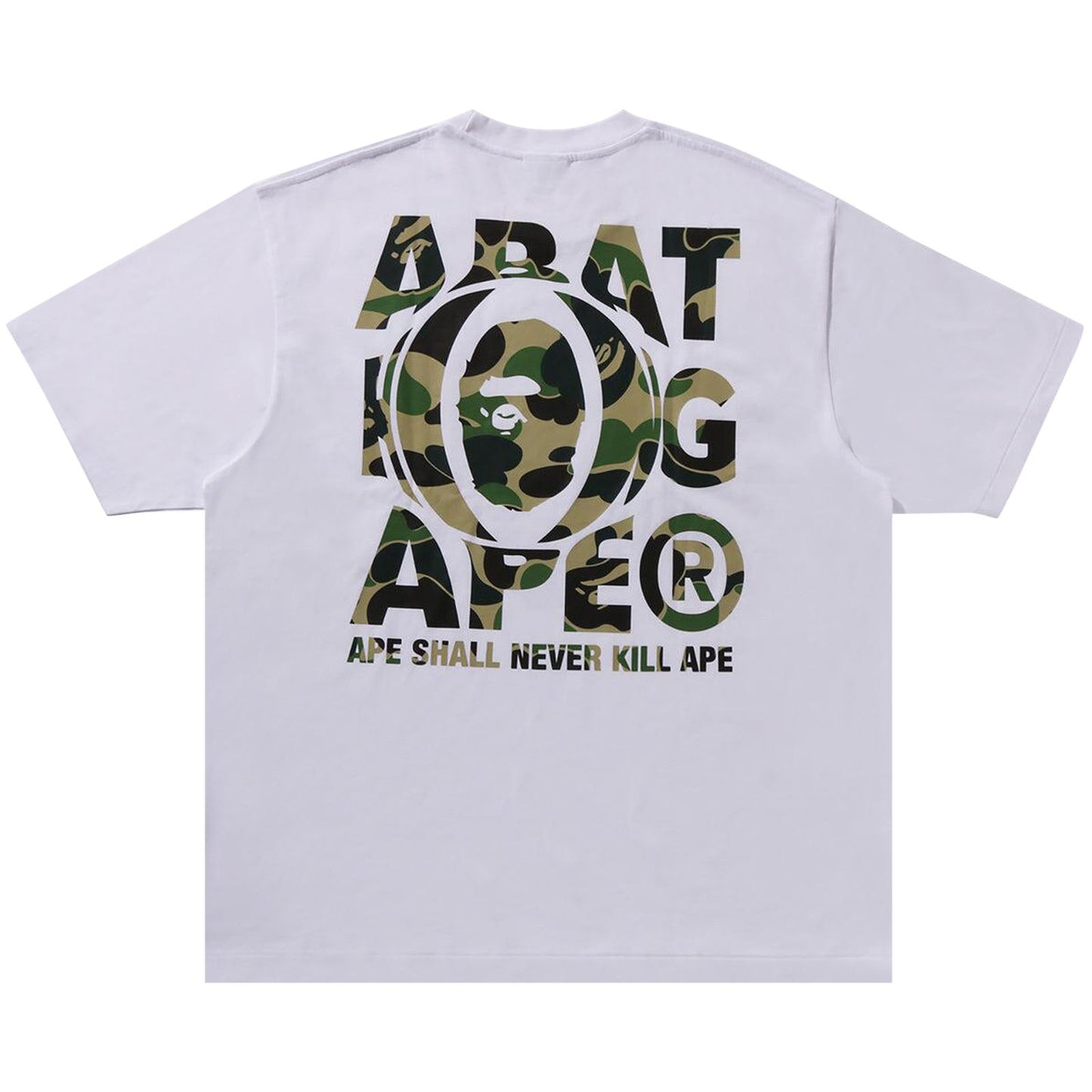 BAPE Green ABC Camo APE Head Tee White