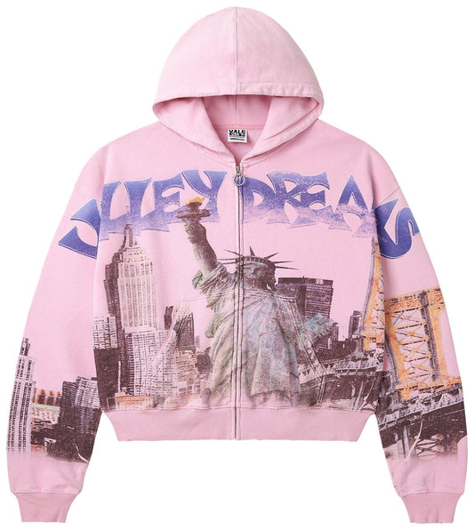 VALE Forever New York City Zip Up Hoodie Pink