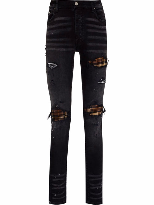 AMIRI MX1 Brown Plaid Black Jeans