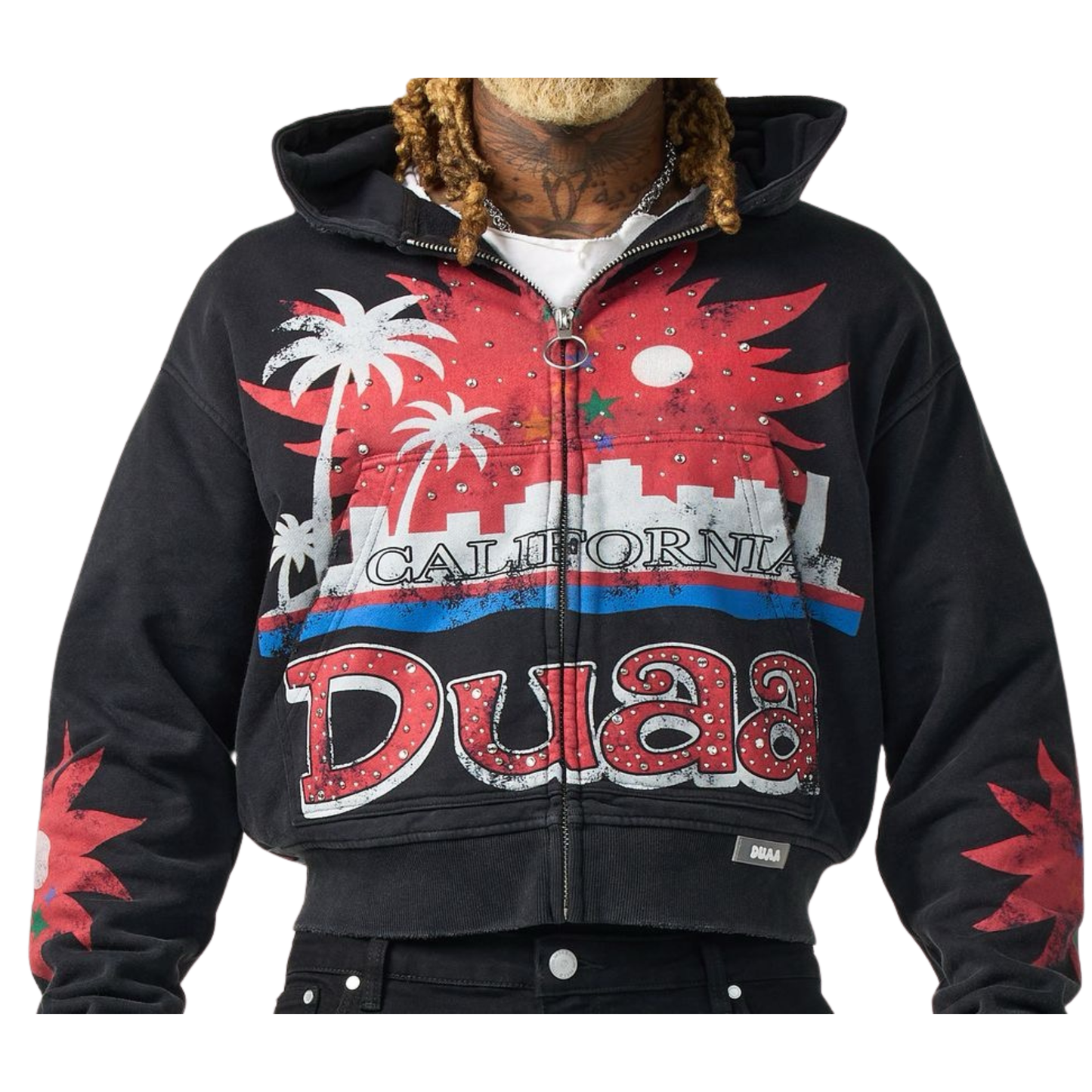 DUAA California Dreams Zip Up Hoodie Black