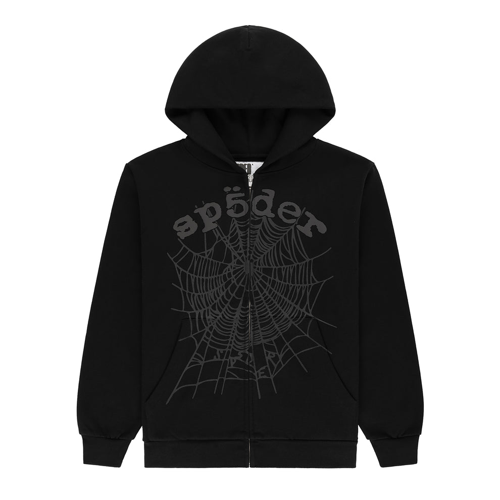 SP5DER OG Web Zip Up Hoodie Phantom Black
