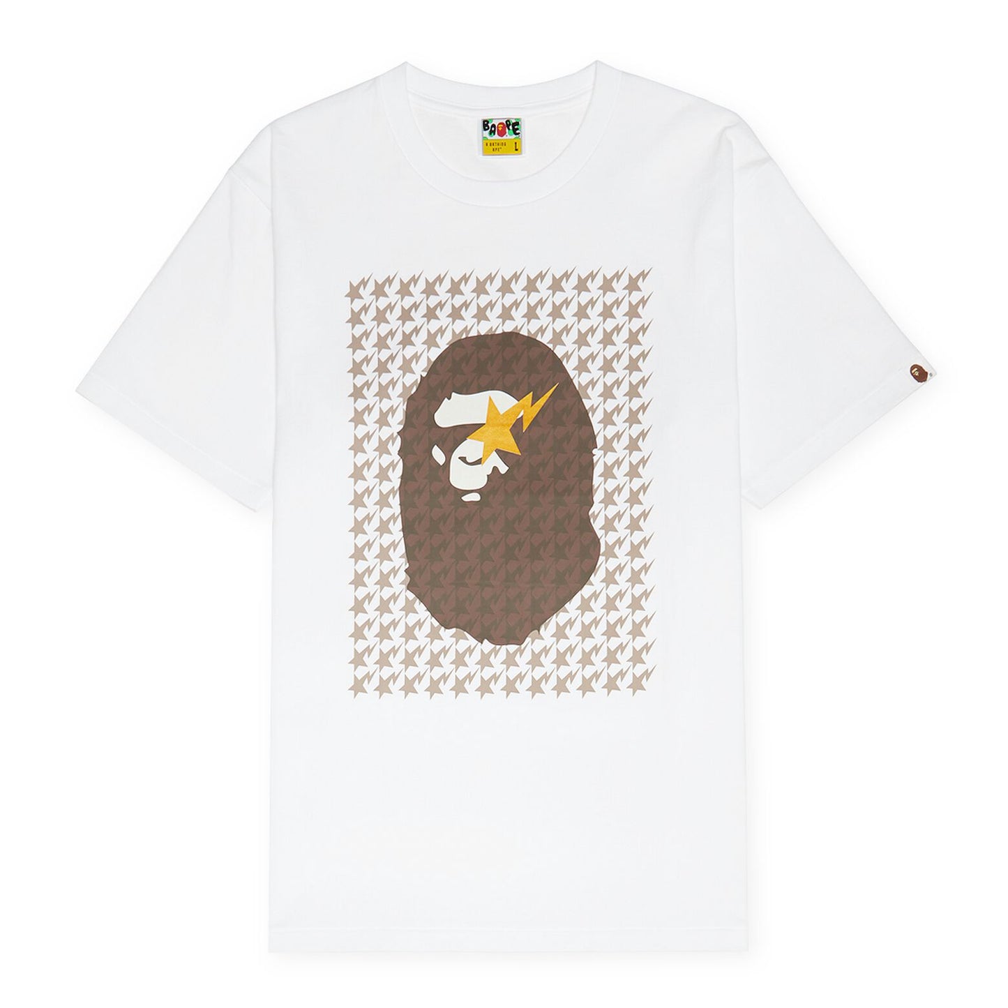 BAPE Brown Houndstooth BAPESTA Tee White