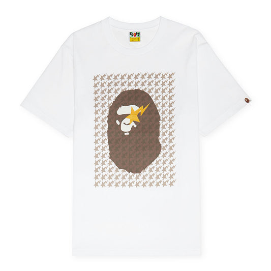 BAPE Brown Houndstooth BAPESTA Tee White