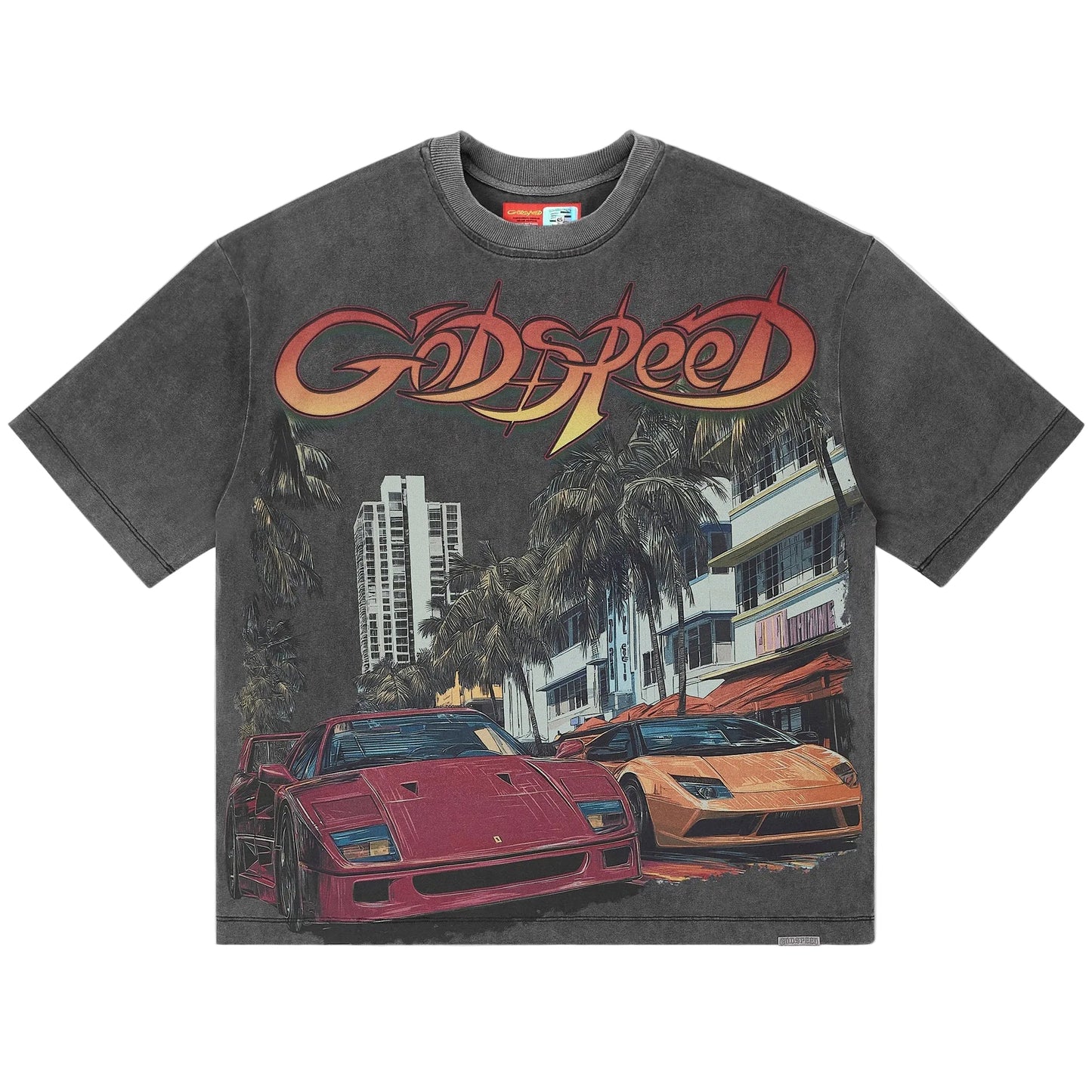 Godspeed South Beach Miami Tee Washed Grey