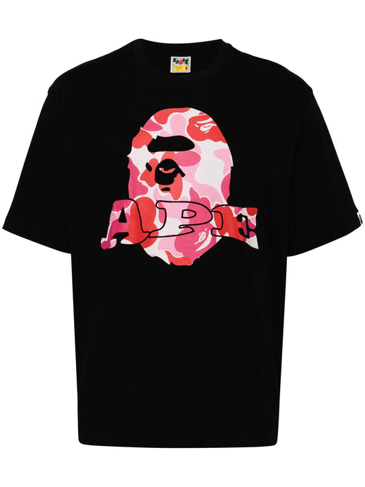 BAPE Pink ABC Camo APE Head Tee Black