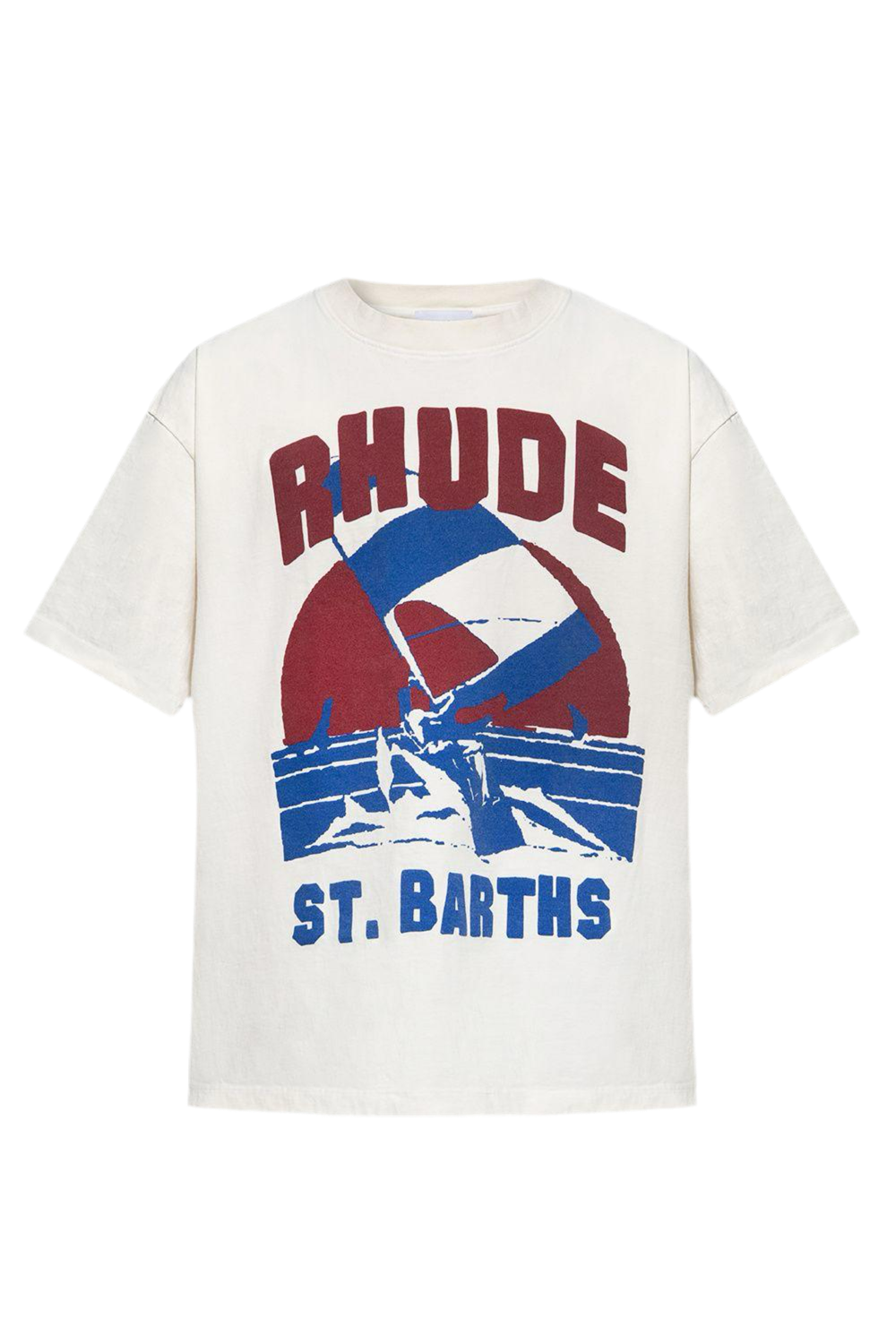 Rhude Burgundy St. Barths Logo Tee Cream