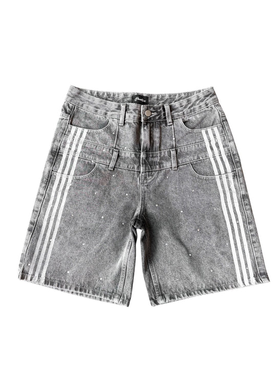 Prestige Co. Double Waist Denim Shorts Grey
