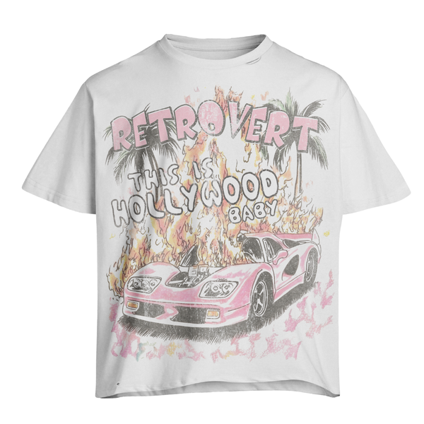 Retrovert This Is Hollywood Pink Tee White